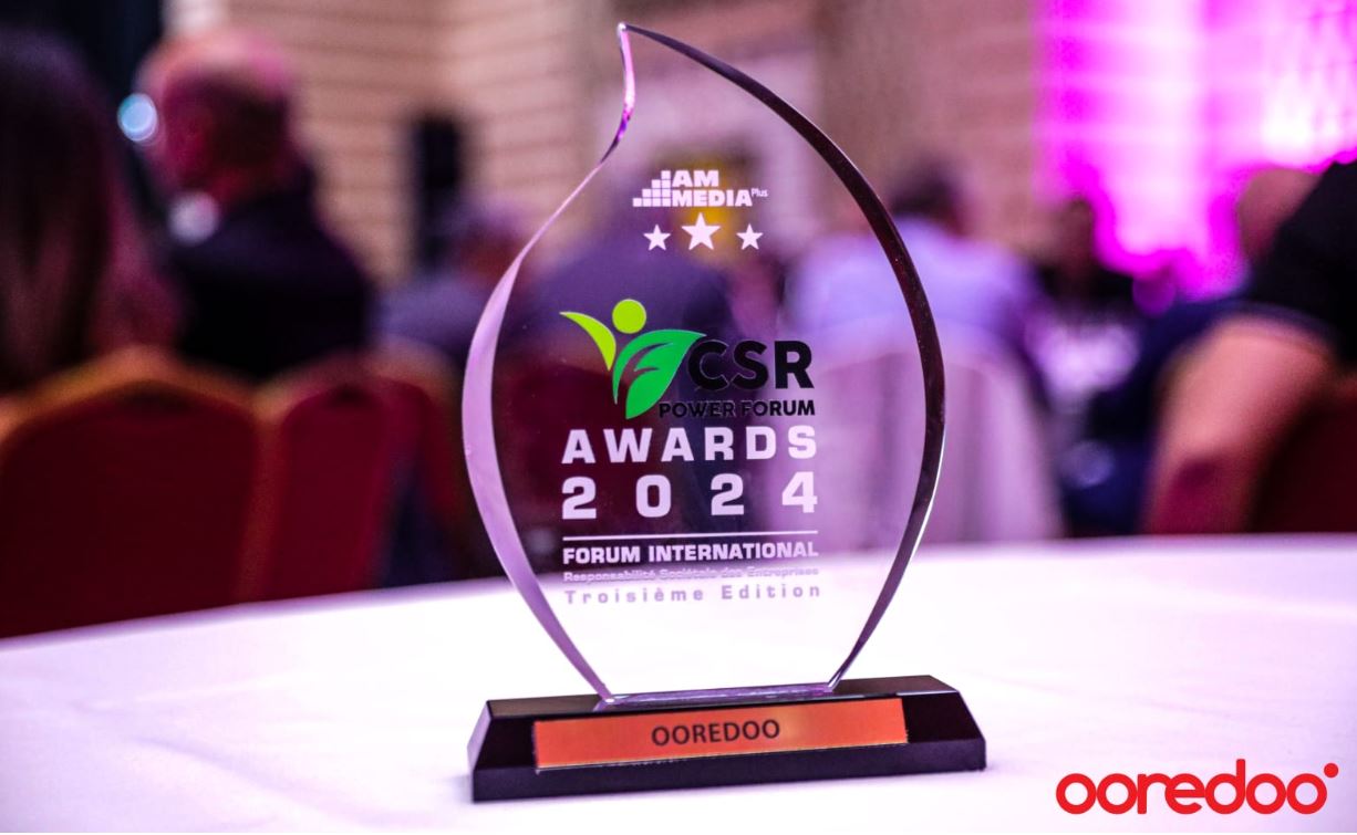 Ooredoo Tunis honoré en tant que meilleure initiative prometteuse dans le secteur des télécommunications lors de la troisième édition de CSR POWER FORUM 2024